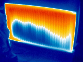 This is a picture of the heat map of a blocked radiator using thermal imaging