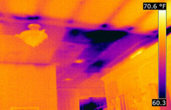 Thermal Image Shows Water Leak In A Ceiling
